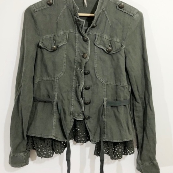 Free People Military Style Jacket in Olive - Picture 6 of 12